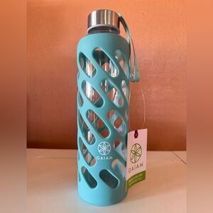 NWT 4-pack Gaiam Teal Glass Water Bottle with Silicone Sleeve 20oz Sure-Grip